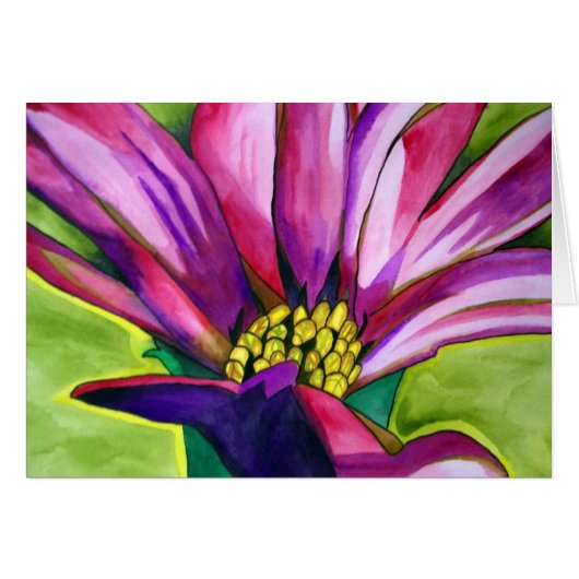 Lila afrikanische Daisy Aquarellkunst Blume (Vorderseite (Horizontal))