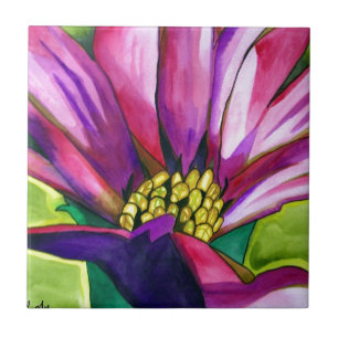 Lila afrikanische Daisy Aquarellkunst Blume Fliese