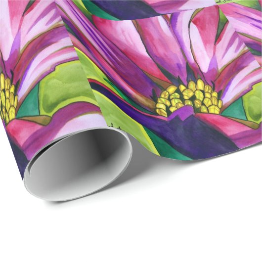 Lila afrikanische Daisy Aquarellkunst Blume Geschenkpapier (Rolleneckpunkt)