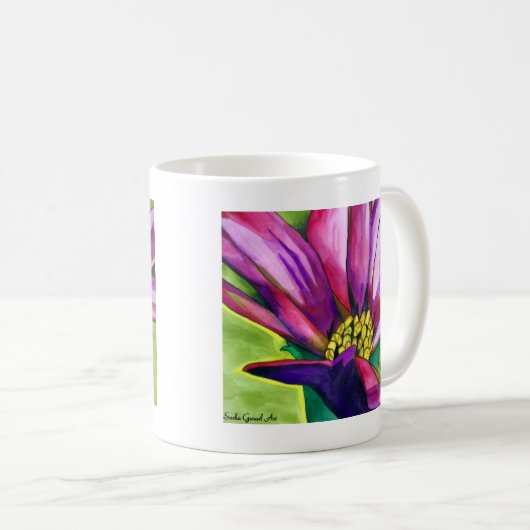 Lila afrikanische Daisy Aquarellkunst Blume Kaffeetasse (VorderseiteRechts)