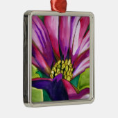 Lila afrikanische Daisy Aquarellkunst Blume Silbernes Ornament (Rechts)