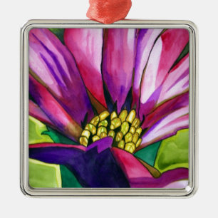 Lila afrikanische Daisy Aquarellkunst Blume Silbernes Ornament