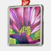 Lila afrikanische Daisy Aquarellkunst Blume Silbernes Ornament (Links)