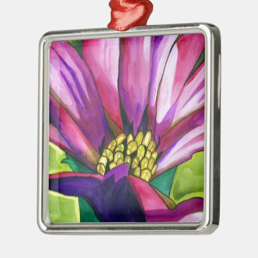 Lila afrikanische Daisy Aquarellkunst Blume Silbernes Ornament (Links)