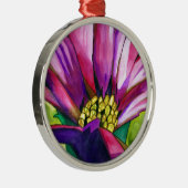 Lila afrikanische Daisy Aquarellkunst Blume Silbernes Ornament (Rechts)