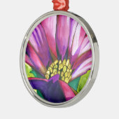 Lila afrikanische Daisy Aquarellkunst Blume Silbernes Ornament (Links)