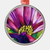 Lila afrikanische Daisy Aquarellkunst Blume Silbernes Ornament (Vorne)