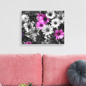 Lila afrikanische Daisy-Blume - teilweise Farbe Leinwanddruck (Insitu (Wohnzimmer))