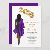 Lila Afrikanische Partei für weibliche Graduierung Einladung (Vorne/Hinten)