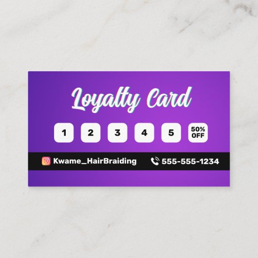 Lila afrikanischer Haarpflegedienst Treuekarte (Rückseite)