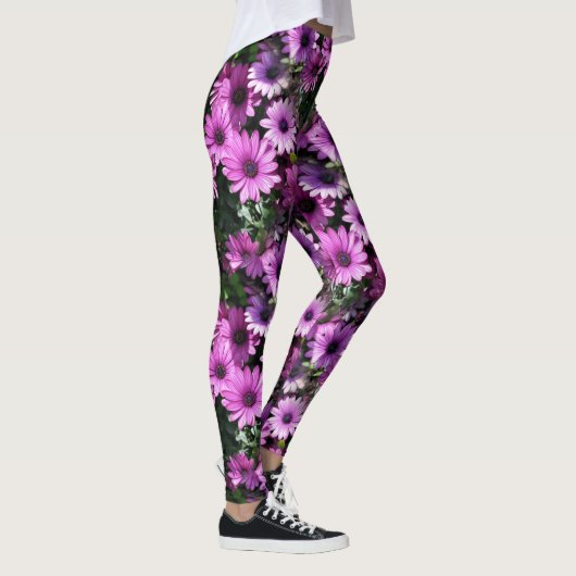 Lila afrikanisches Daisy-Blume Naturmuster Leggings (Rechts)