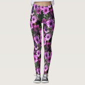 Lila afrikanisches Daisy-Blume Naturmuster Leggings (Vorderseite)