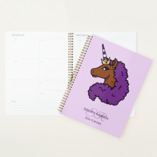 Lila Afro-Einhorn Planer