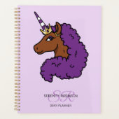 Lila Afro-Einhorn Planer (Vorderseite)