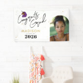 Lila Afro Unicorn-Abschluss Banner (Insitu)
