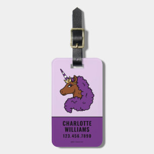 Lila Afro Unicorn Gepäckanhänger