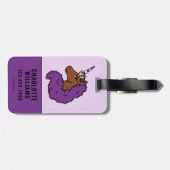Lila Afro Unicorn Gepäckanhänger (Rückseite horizontal)