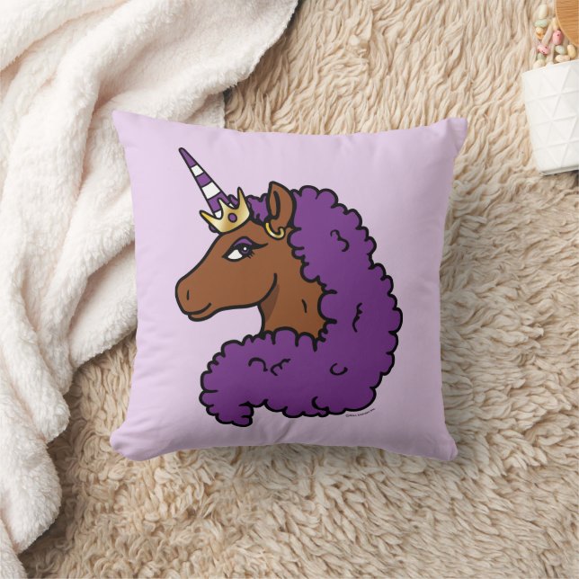Lila Afro Unicorn Kissen (Decke)