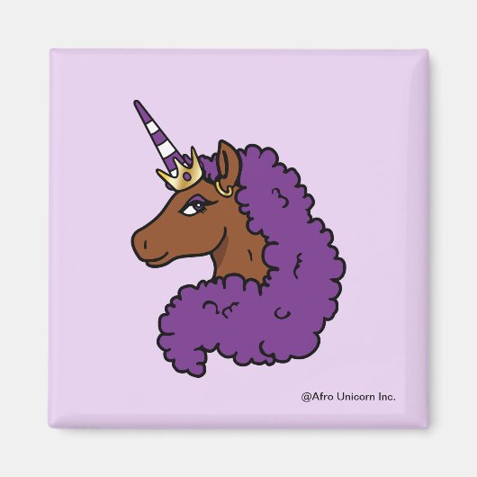 Lila Afro Unicorn Magnet (Vorne)