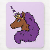 Lila Afro Unicorn Mousepad (Vorne)