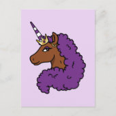 Lila Afro Unicorn Postkarte (Vorderseite)