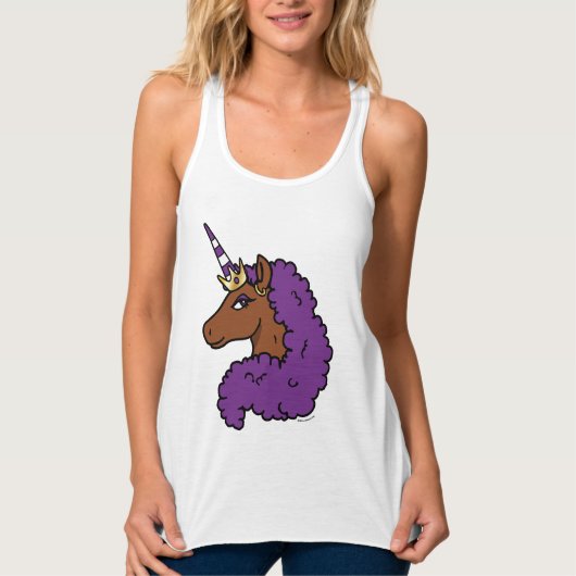 Lila Afro Unicorn Tank Top (Vorderseite)