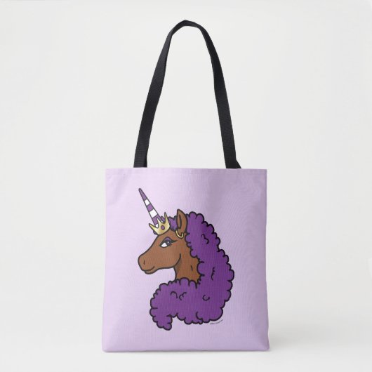 Lila Afro Unicorn Tasche (Vorderseite)
