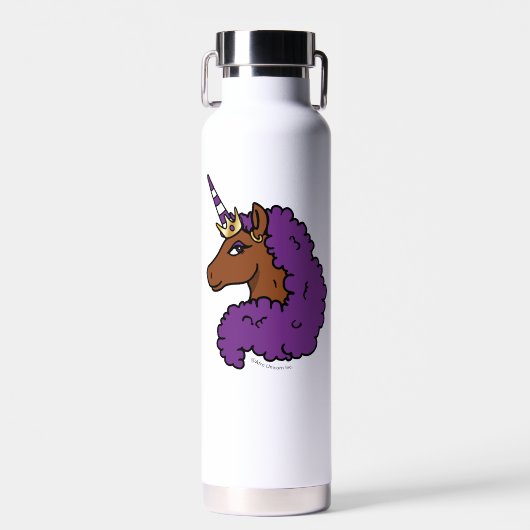 Lila Afro Unicorn Trinkflasche (Vorne)
