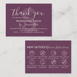 Lila Aftercare Instructions Tattoo Vielen Dank Visitenkarte