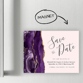 Lila Agate Blush Hochzeit Magnetic Save the Date Magnetkarte