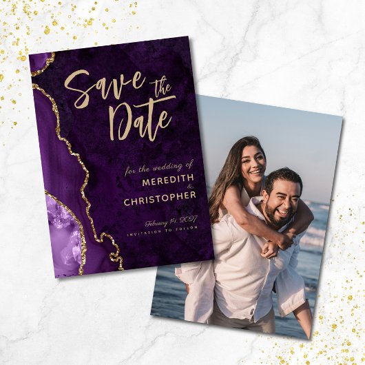 Lila Agate Foto Hochzeit Sichern Sie das Datum Save The Date