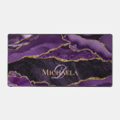 Lila Agate Geode Gold Glitzer Monogram Schreibtischunterlage (Vorderseite)