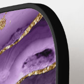 Lila Agate Geode Gold Glitzer Personalisiert Pickleball Schläger (Linke Seite)