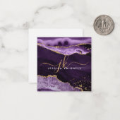 Lila Agate Geode Gold Glitzer Script Monogram Mitteilungskarte (Vorderseite/Rückseite Beispiel)