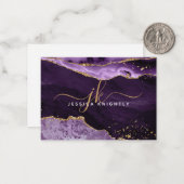 Lila Agate Geode Gold Glitzer Script Monogram Mitteilungskarte (Vorderseite/Rückseite Beispiel)