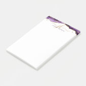 Lila Agate Geode Gold Glitzer Script Monogram Post-it Klebezettel (angewinkelt)