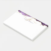 Lila Agate Geode Gold Glitzer Script Monogram Post-it Klebezettel (angewinkelt)