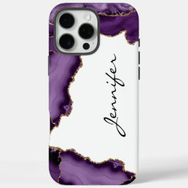 Lila Agate Geode Stone iPhone 16 Pro Max Hülle