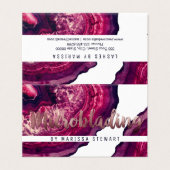 Lila Agate Geode Stone Rose Gold Mikroblende Visitenkarten (Außenseite Aufgefaltet)