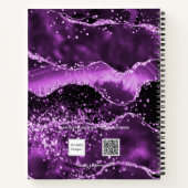 Lila agate Glitzer rosa Marmorname Gold Notizblock (Rückseite)