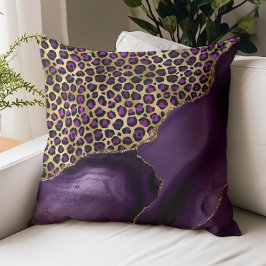Lila Agate Gold Foil Leopard Spots Kissen Kissen