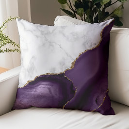 Lila Agate Gold Glitzer aus weißem Marmor Kissen