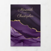 Lila Agate Gold Glitzer Geode Foto Hochzeit Dreifach Gefaltete Einladung (Cover)