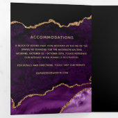 Lila Agate Gold Glitzer Geode Foto Hochzeit Dreifach Gefaltete Einladung (Innen Erste Seite)