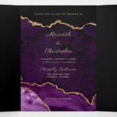 Lila Agate Gold Glitzer Geode Foto Hochzeit Dreifach Gefaltete Einladung (Innenseite Mitte)