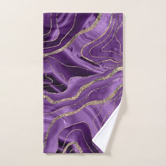 Lila Agate Gold Glitzer Glam #1 Badhandtuch Set (Handtuch)