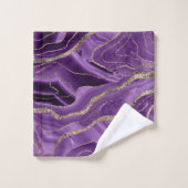 Lila Agate Gold Glitzer Glam #1 Badhandtuch Set (Waschlappen)