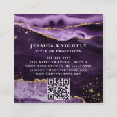 Lila Agate Gold Glitzer Script Foto QR Quadratische Visitenkarte (Rückseite)