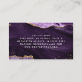 Lila Agate Gold Glitzer Script Monogram Visitenkarte (Rückseite)