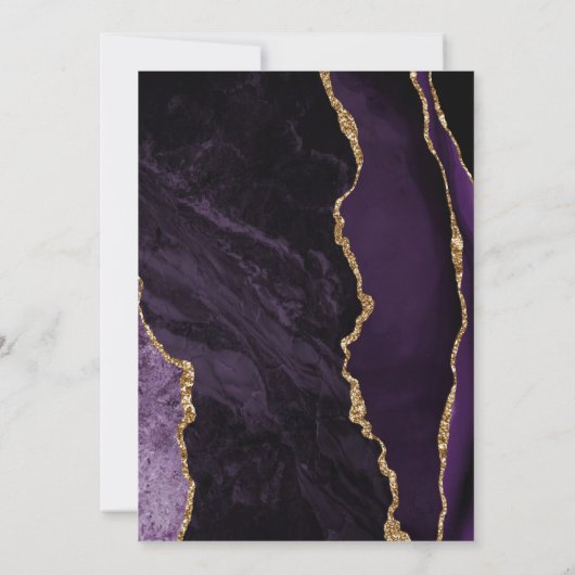 Lila Agate Gold Moderne Script Hochzeit Einladung (Rückseite)